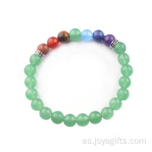 Las mujeres naturales siete Chakra piedra Rhinestone joyería pulsera brazalete